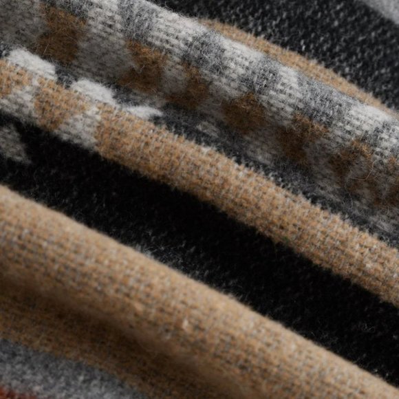 Tan Geo Print Mens Overcoat - Picture 4 of 4